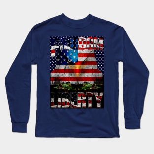 American Flag Classic Bald Eagle Army Tank Patriotic Tee Long Sleeve T-Shirt